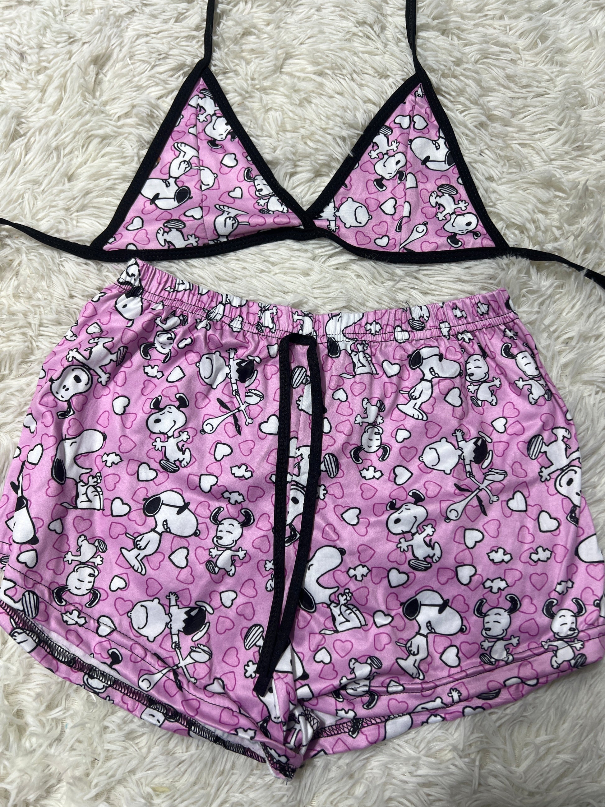 Snoopy Lila Brush Matching Top & Short - Fundies