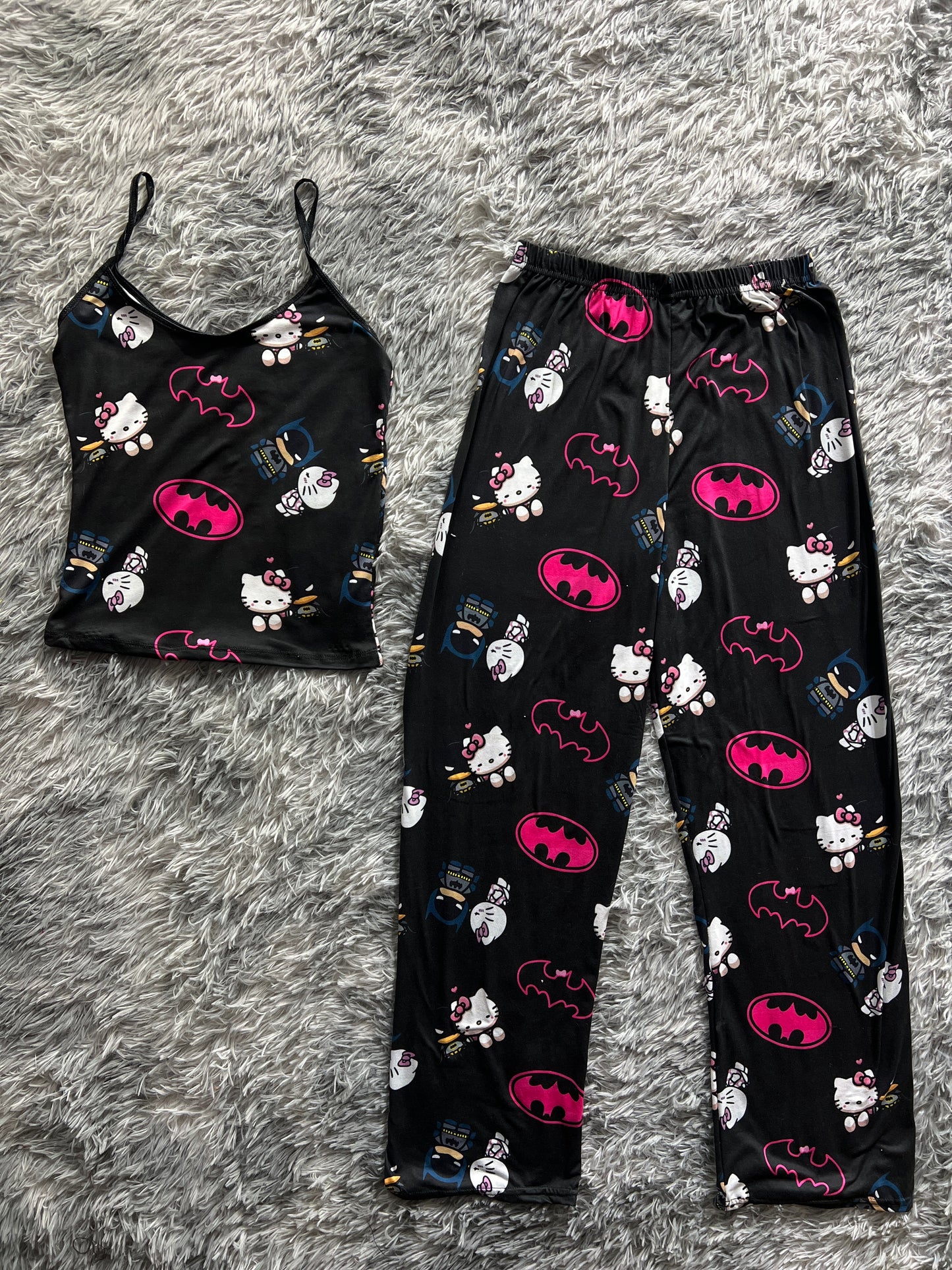 Hello kitty and Batman blouse and trousers