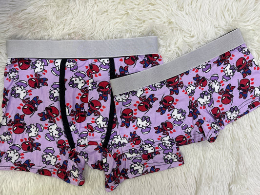 Kitty spider purple couples boxer underwear XL