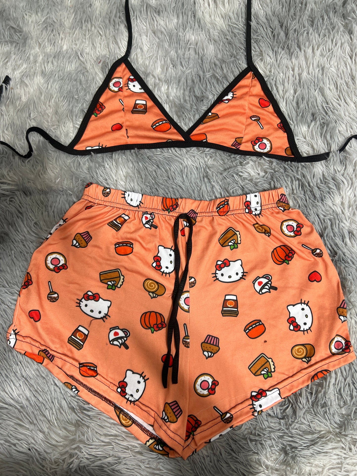 Hello Kitty Pastel Orange Brush Matching Top & Short - Fundies