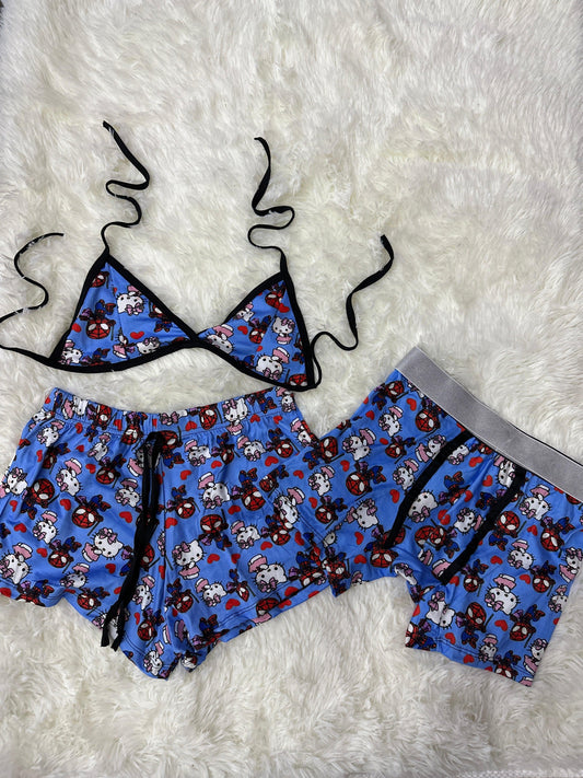 Spider man and hello kitty blue Matching shorts and boxers - Fundies