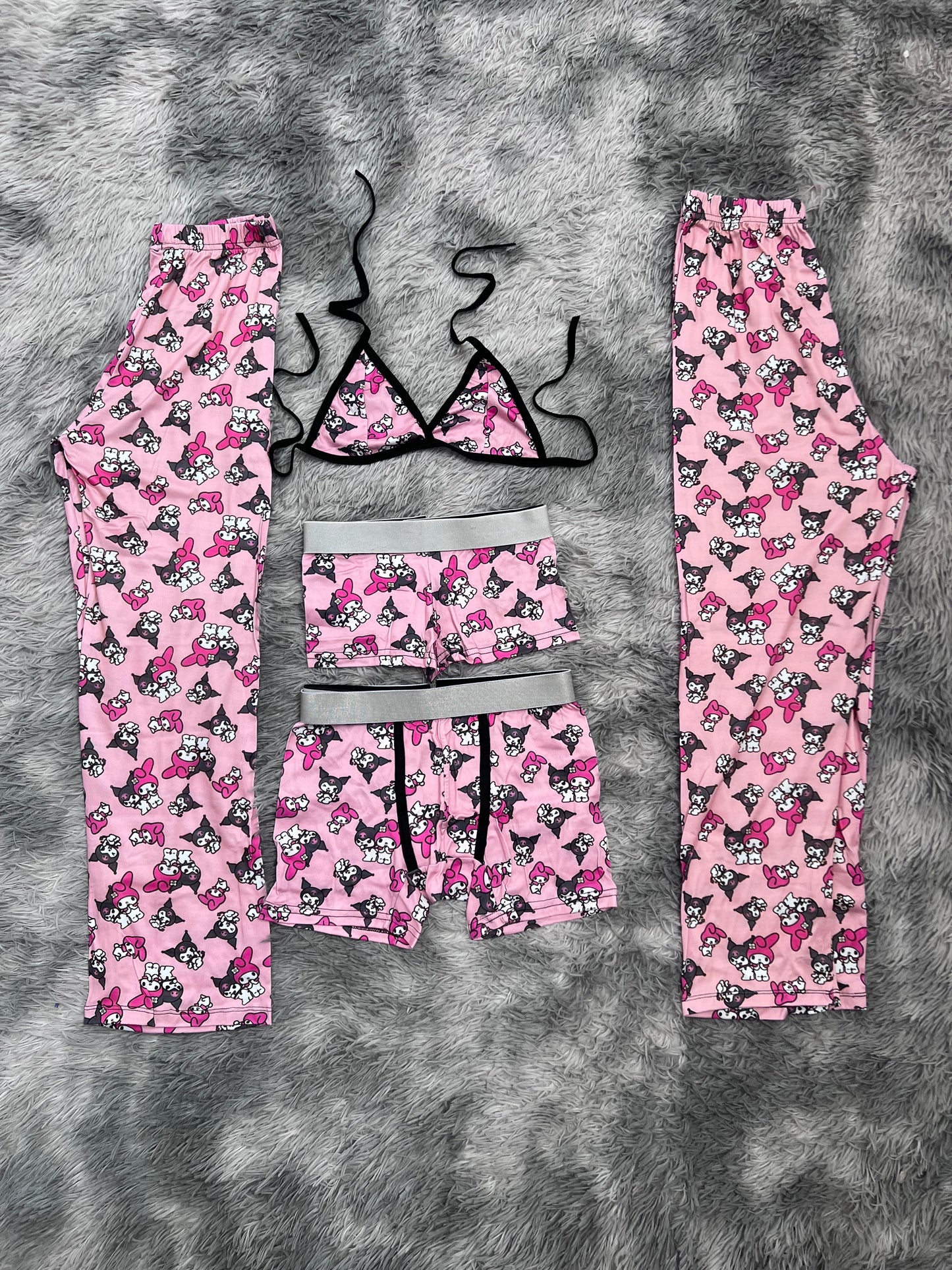 My Melody And Kuromi Background Pink 5 Piece PJ - Fundies