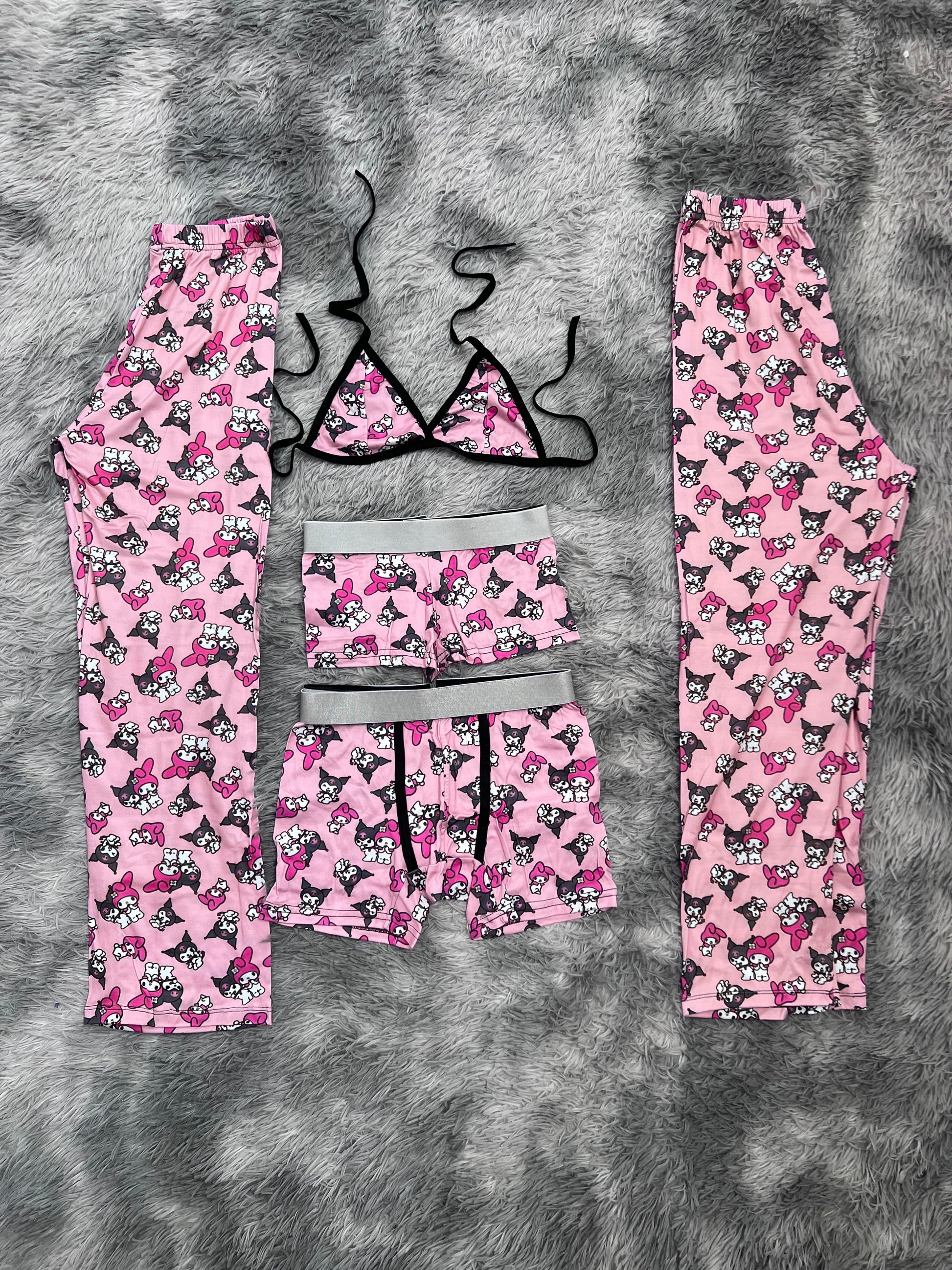 My Melody And Kuromi Background Pink 5 Piece PJ - Fundies