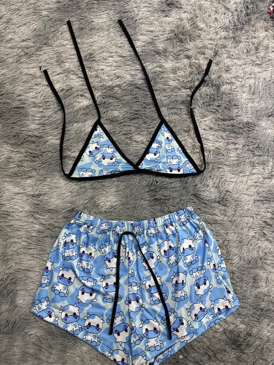 Cow Blue Matching Top & Short