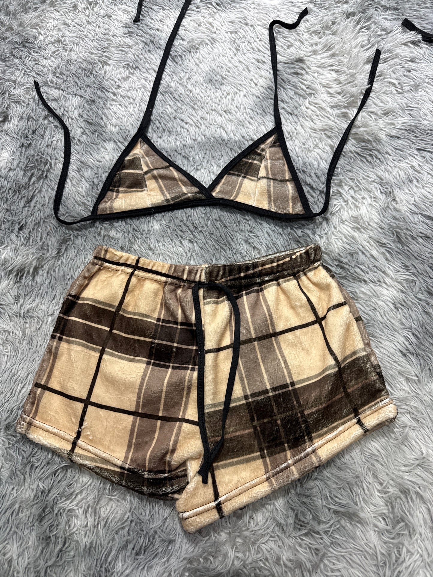 Plaid Cafés Matching Top & Short - Fundies