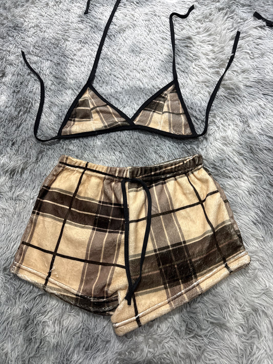 Plaid Cafés Matching Top & Short - Fundies