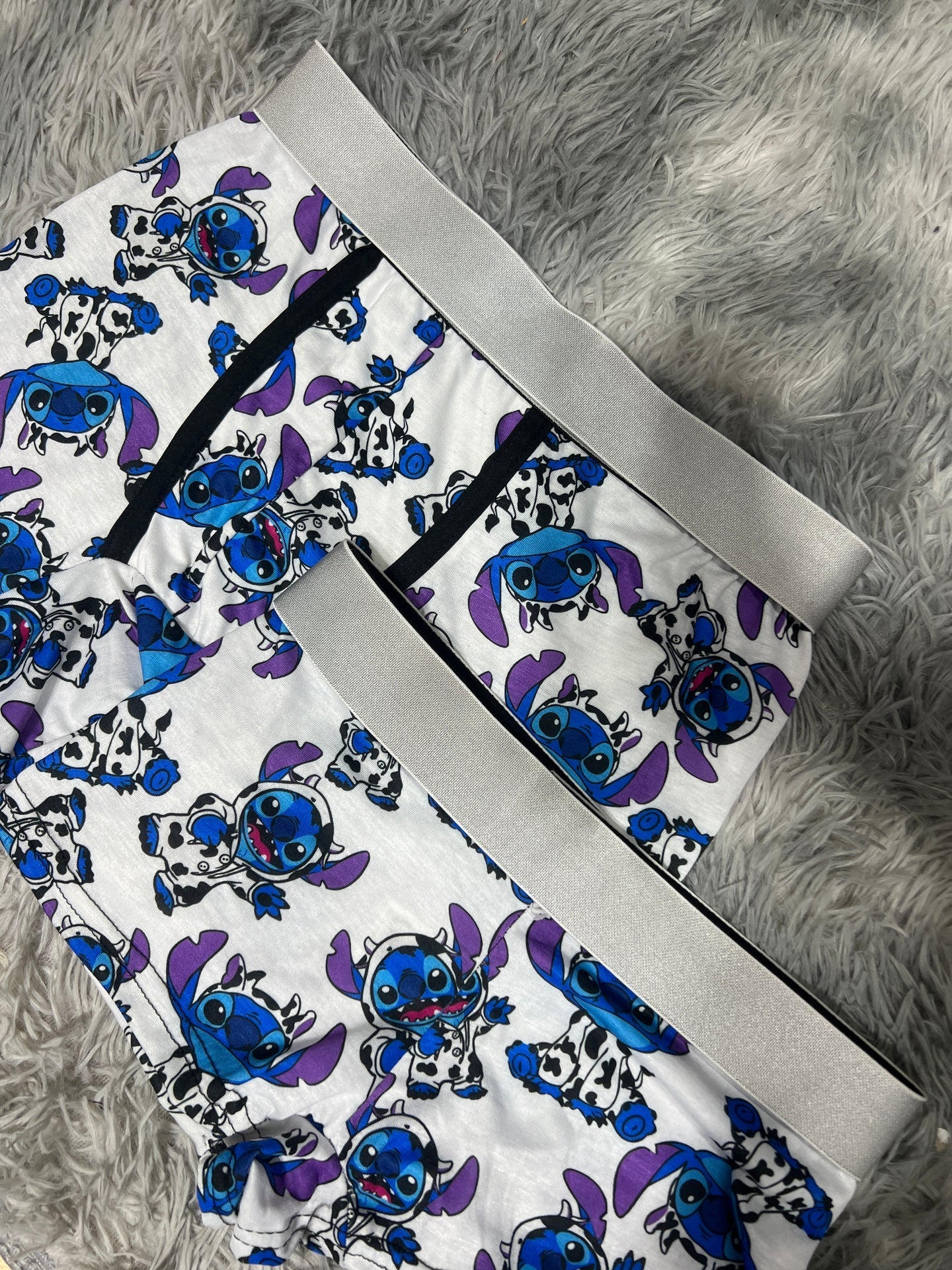 Stitch Little Cow Background White Matching Boxers - Fundies