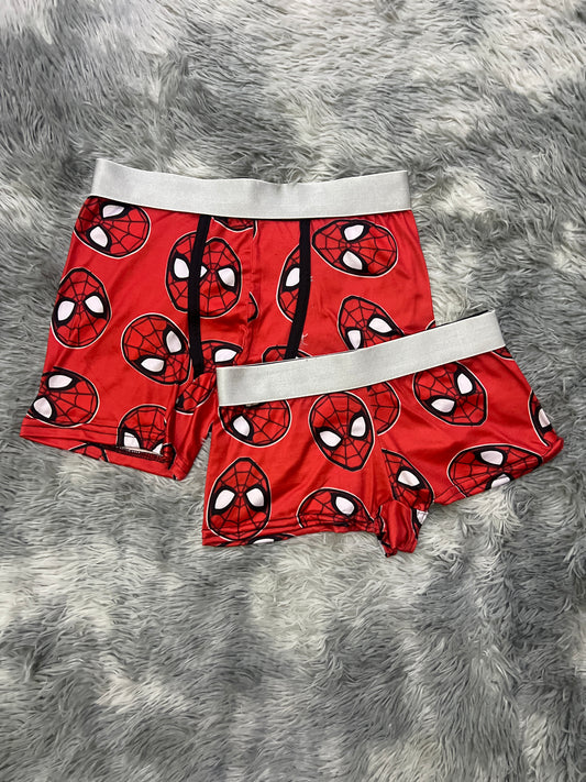 Spider-man face red background matching couples boxer underwear