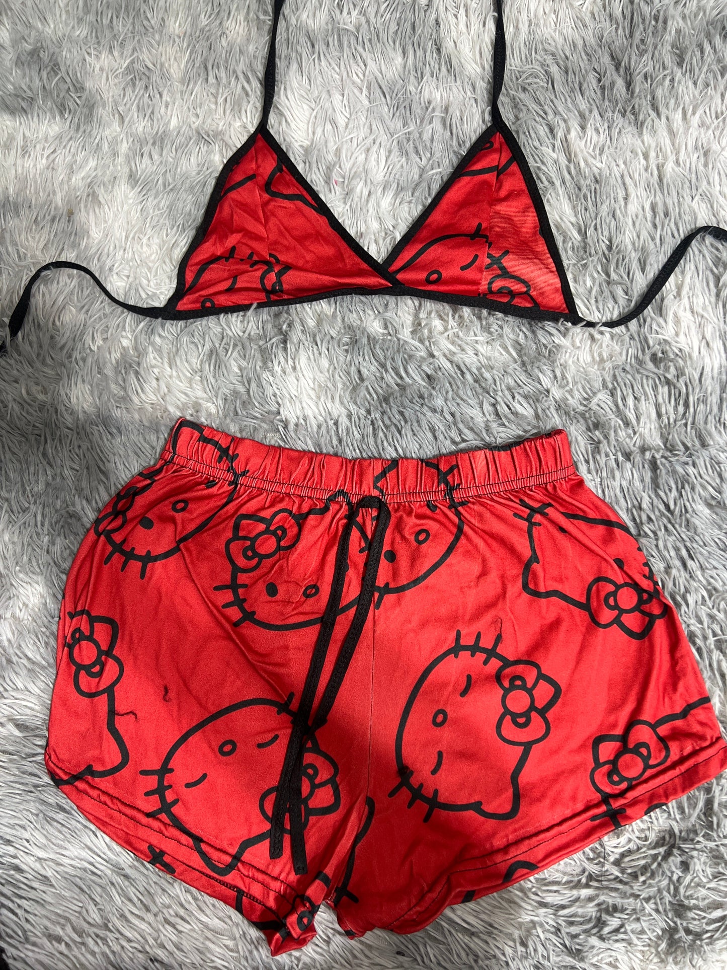 Hello Kitty Red Brush Matching Top & Short - Fundies
