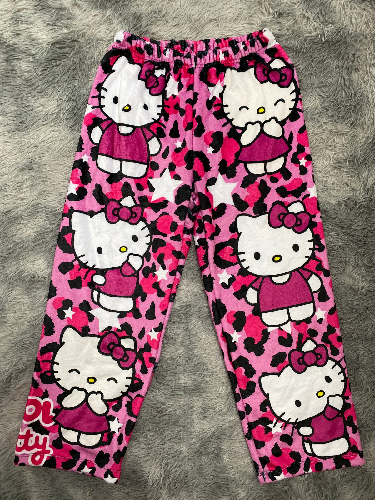 Kitty Stars Animal Print Pink Pajama Pants