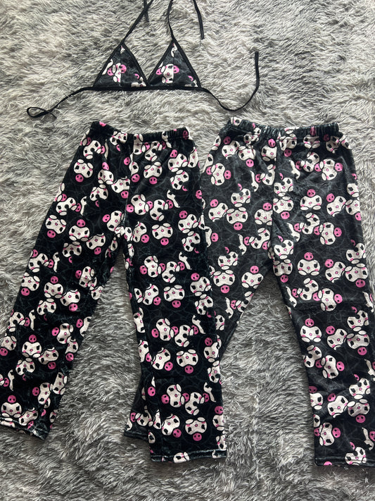 Kuromi faces Plush Pajamas matching set For Couples🖤🩷