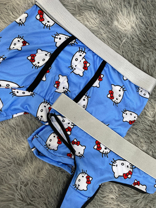 Hello Kitty Faces Background Blue Duo With Thong