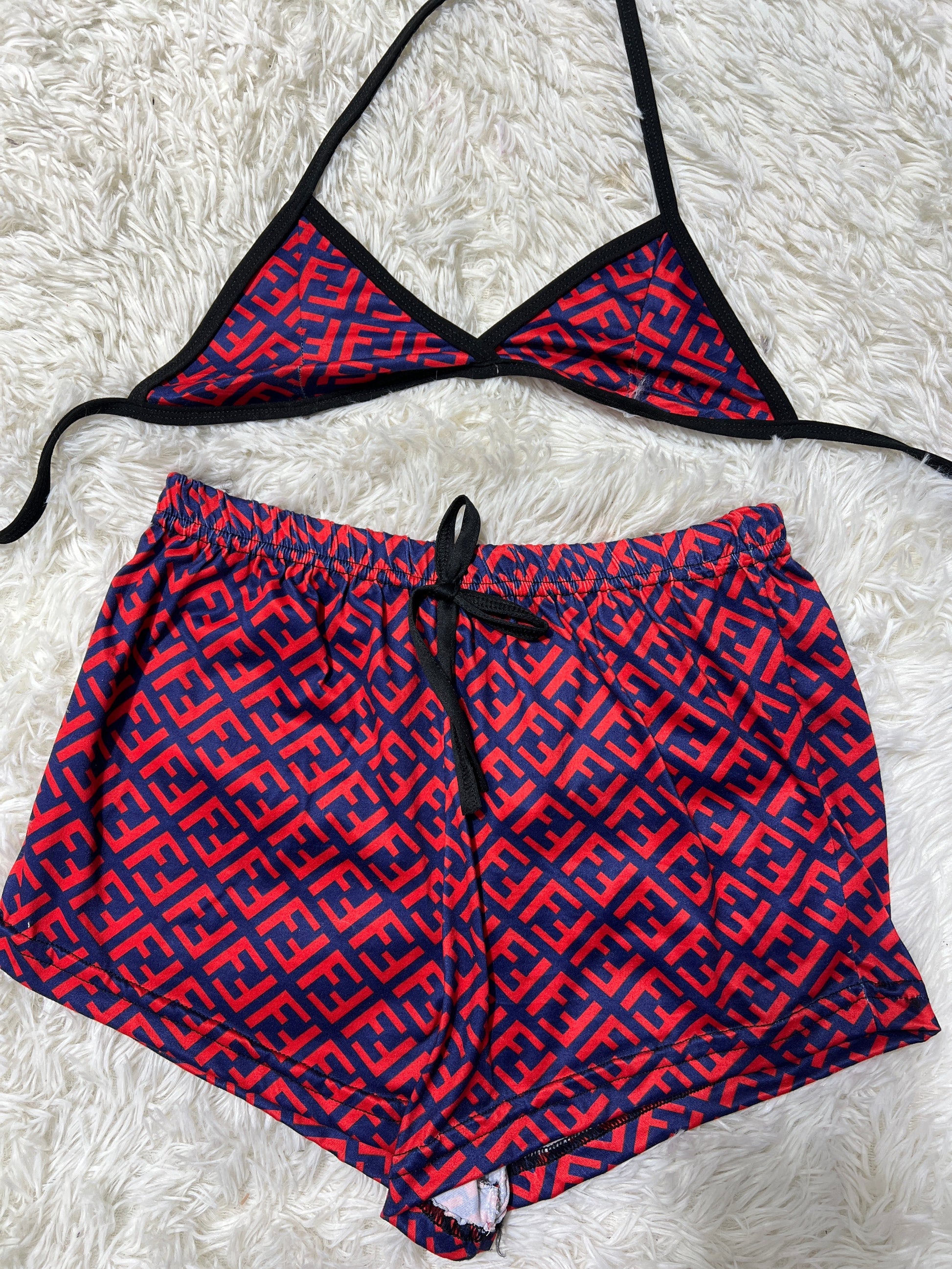 Red And Blue Brush Matching Top & Short - Fundies