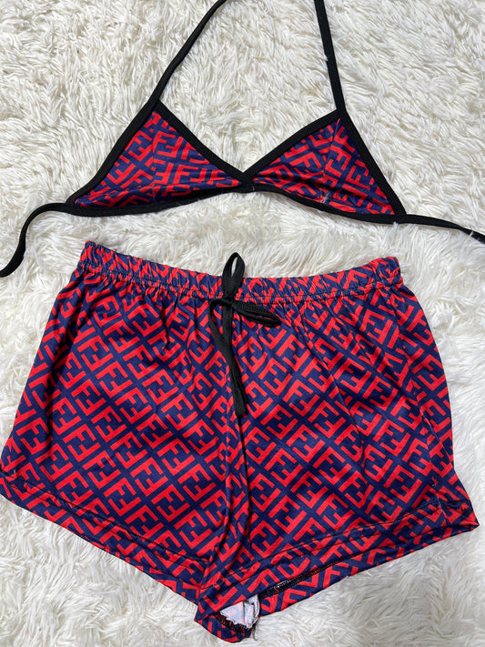 Red And Blue Brush Matching Top & Short - Fundies