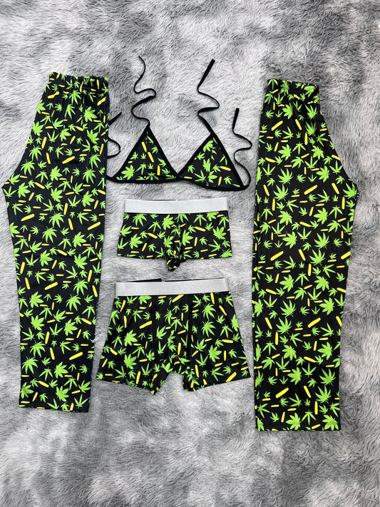 Grass And Churro Background Black 5 Piece PJ - Fundies