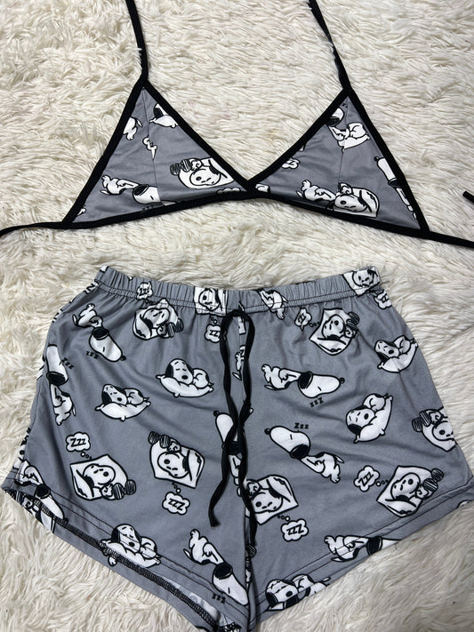 Snoopy Gray Brush Matching Top & Short - Fundies