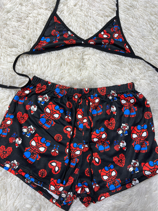 SpiderKitty Black Brush Matching Top & Short - Fundies