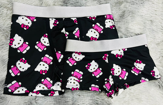 Hello Kitty Black Background matching couples boxer underwear