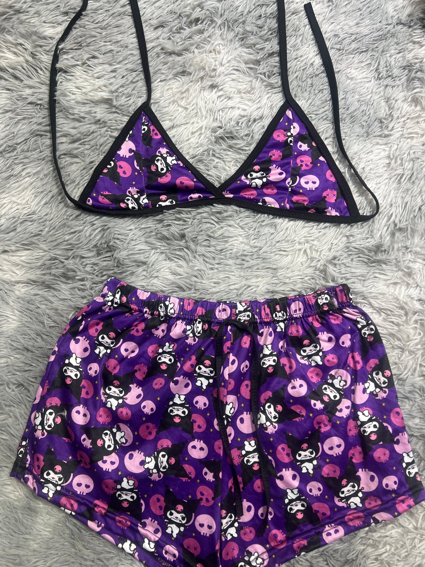 Kuromi Angry Purple Brush Matching Top & Short - Fundies