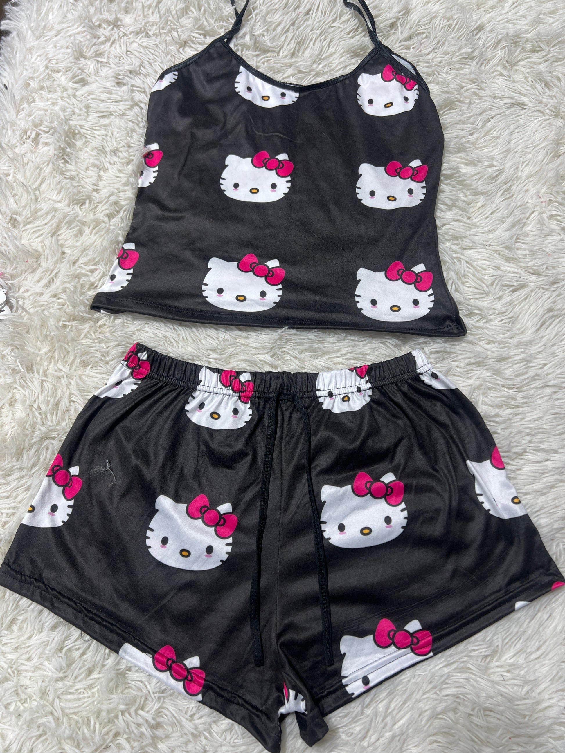 Hello Kitty Faces Black Women's Pajama Set - Fundies