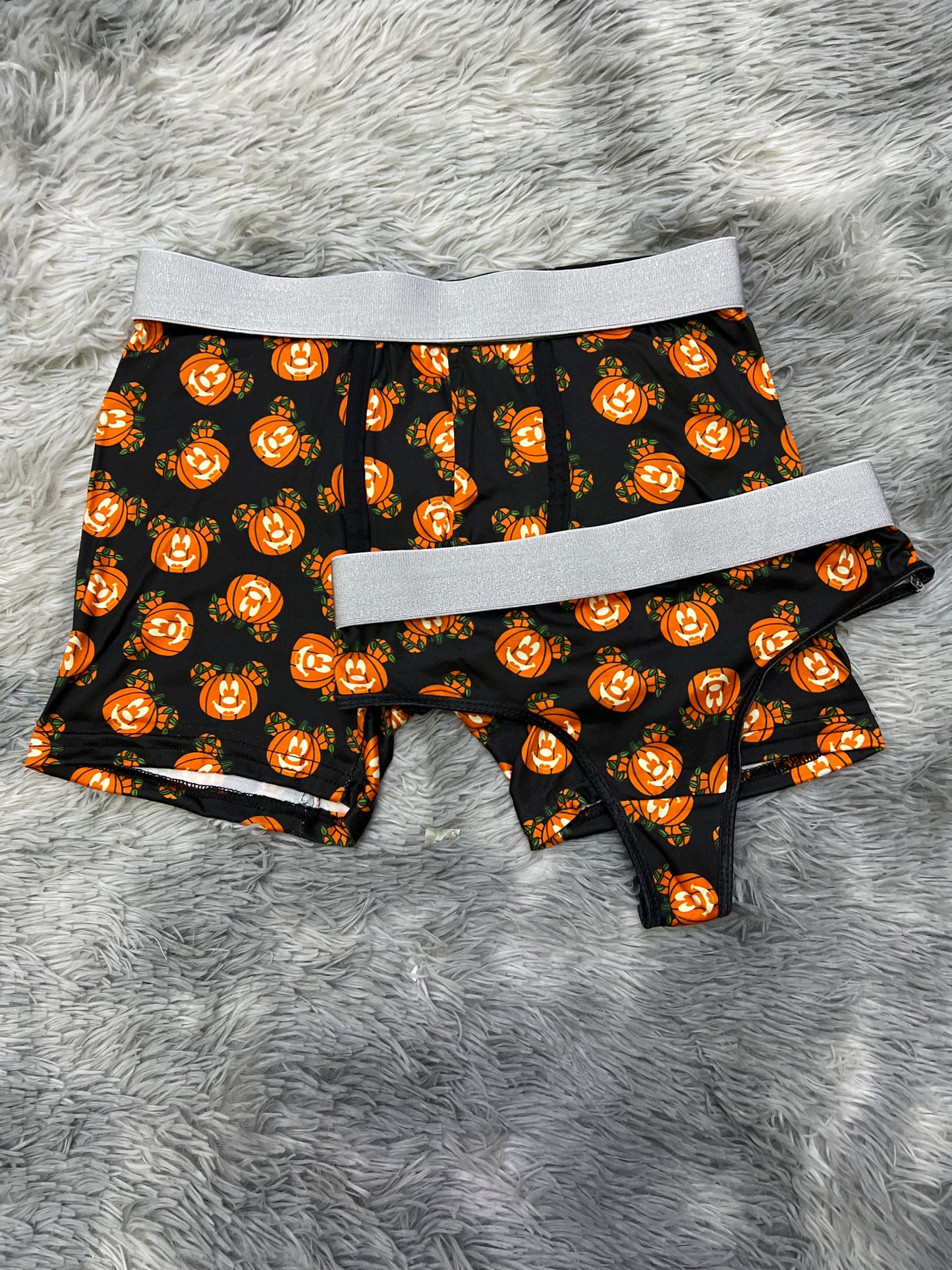 Mickey mouse pumpkin black background Halloween matching underwear LOL