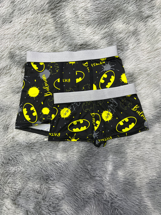 Batman with yellow and gray spots matching couples boxer underwear