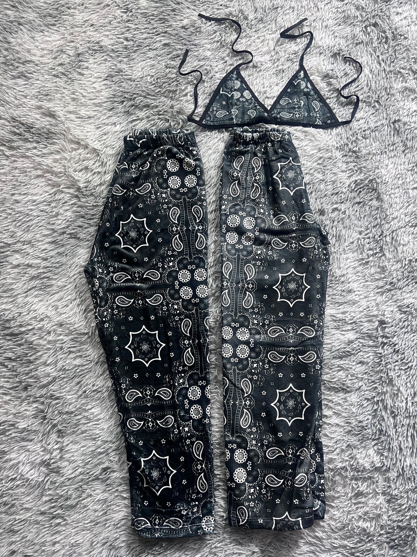 Mandalas In White And Black Matching Plushie PJs - Fundies