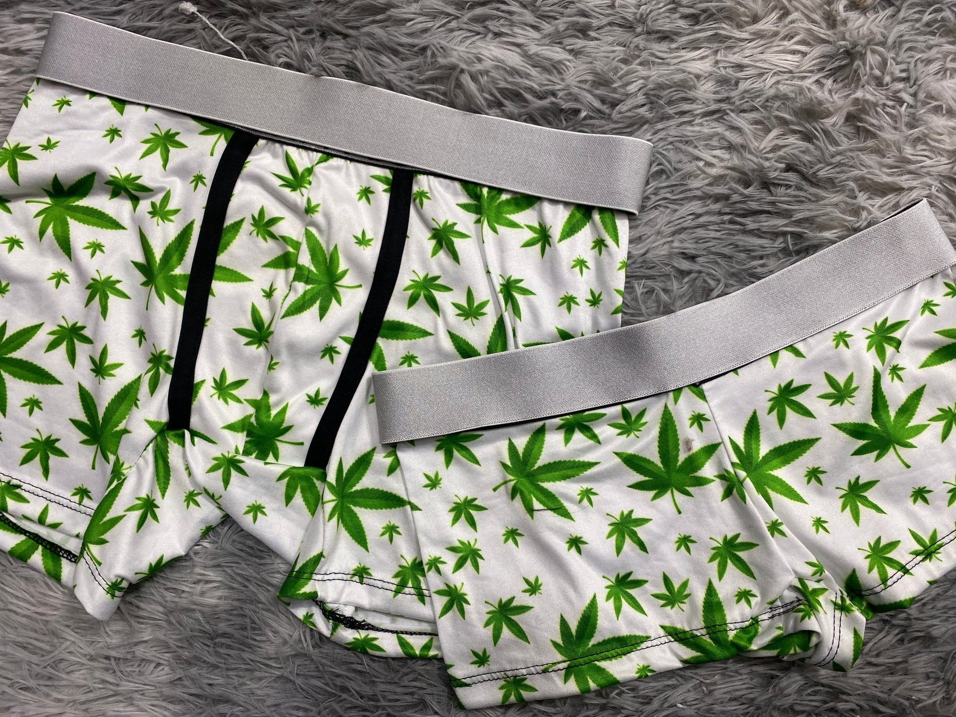 Marihuana Background White Matching Boxers - Fundies