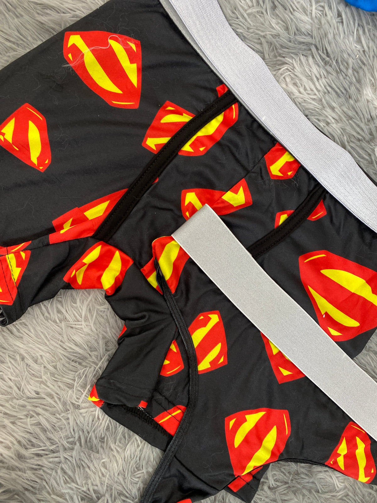 Superman Logo Red Background Black Duo With Thong
