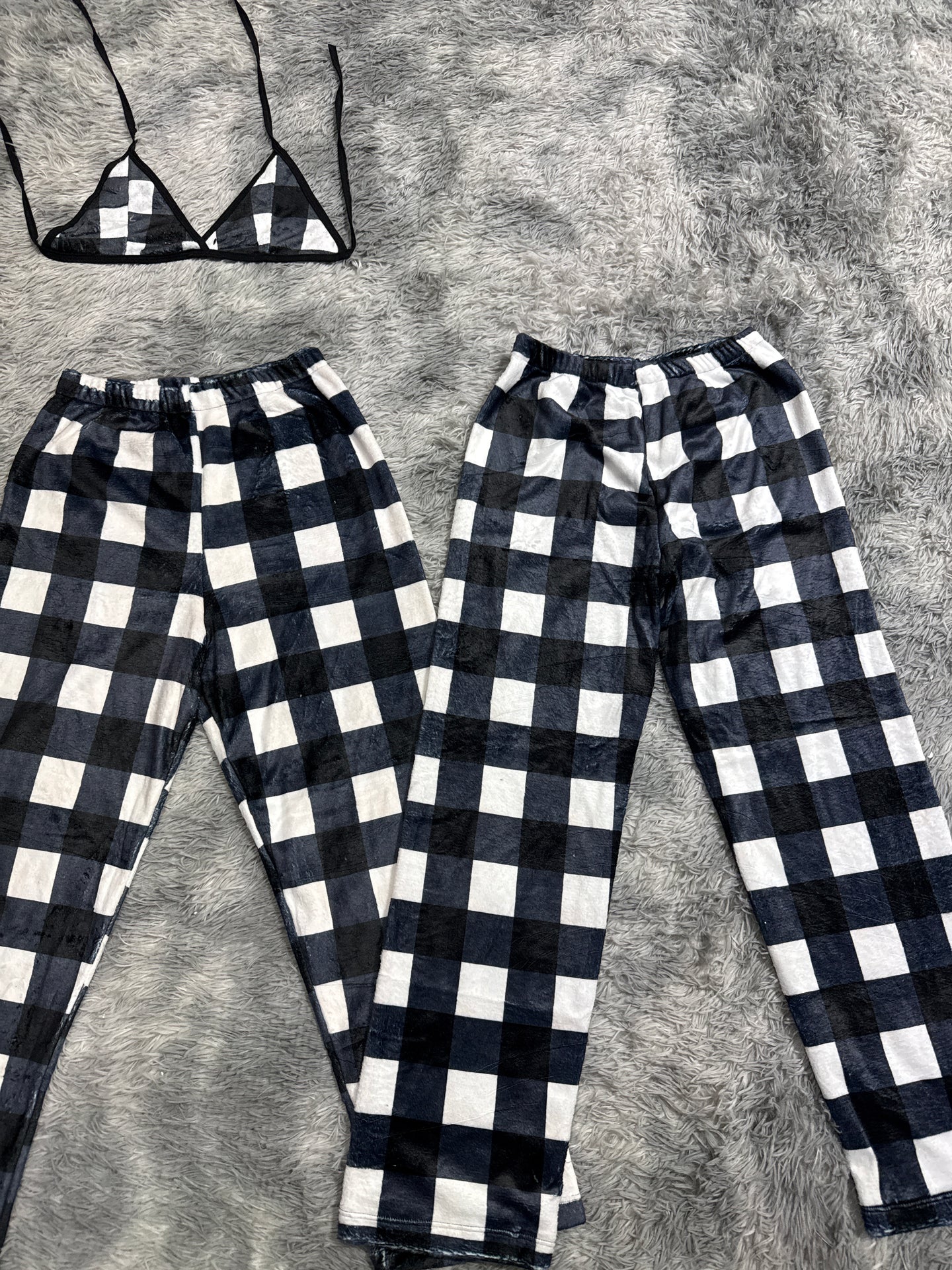 Plaid White And Black Matching Plushie PJs - Fundies