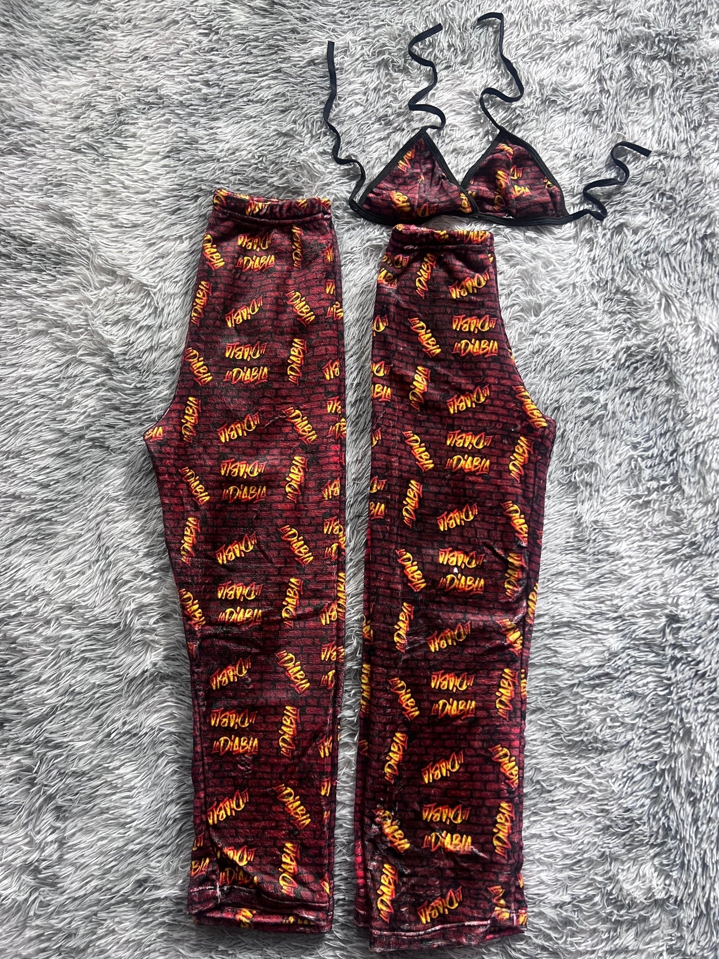 The She-devil Background Red Matching Plushie PJs - Fundies