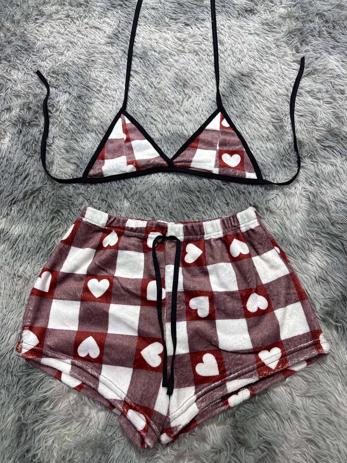 Heart With Plaid Matching Top & Short - Fundies