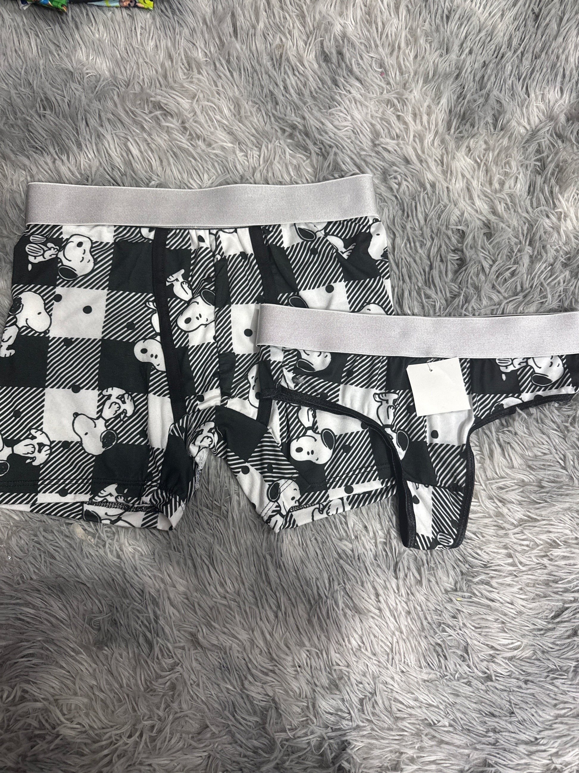 Snoopy Plaid Black Duo One-size With Thong - Fundies