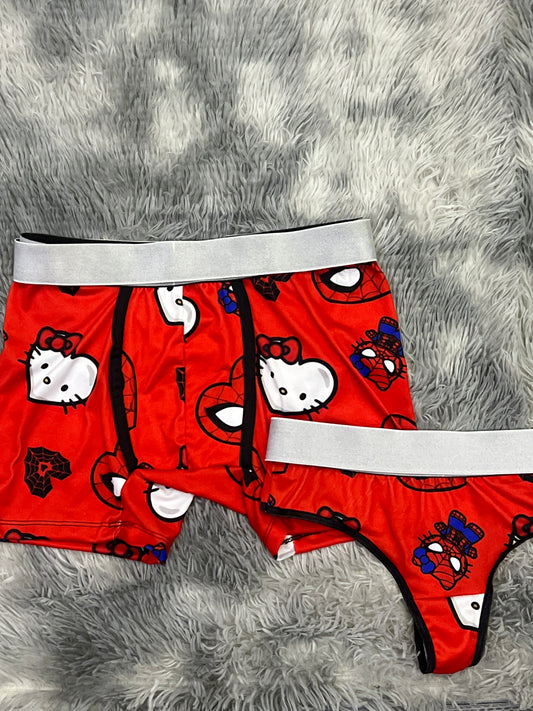 Spider kitty matching couples underwear XL
