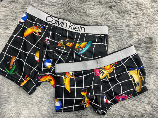 Platano Plaid Black Matching Boxers - Fundies