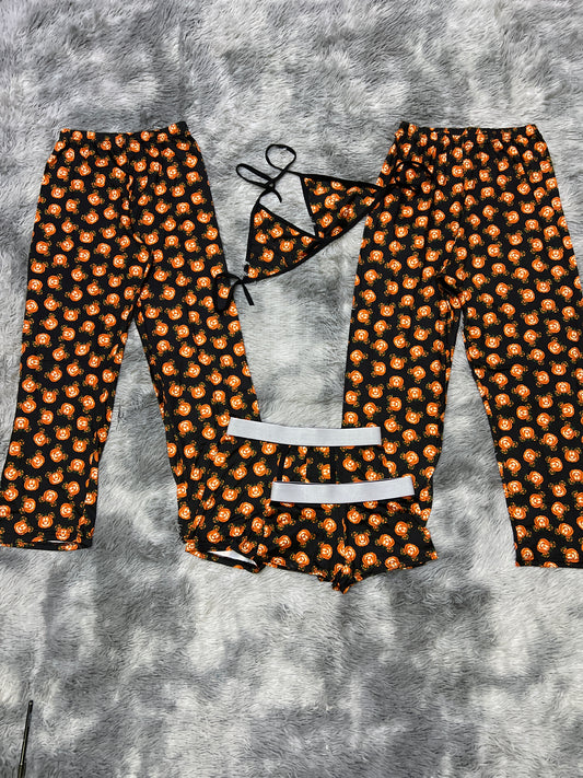 Pumpkin Mickey Mause black background Halloween 5 pcs pajama duo