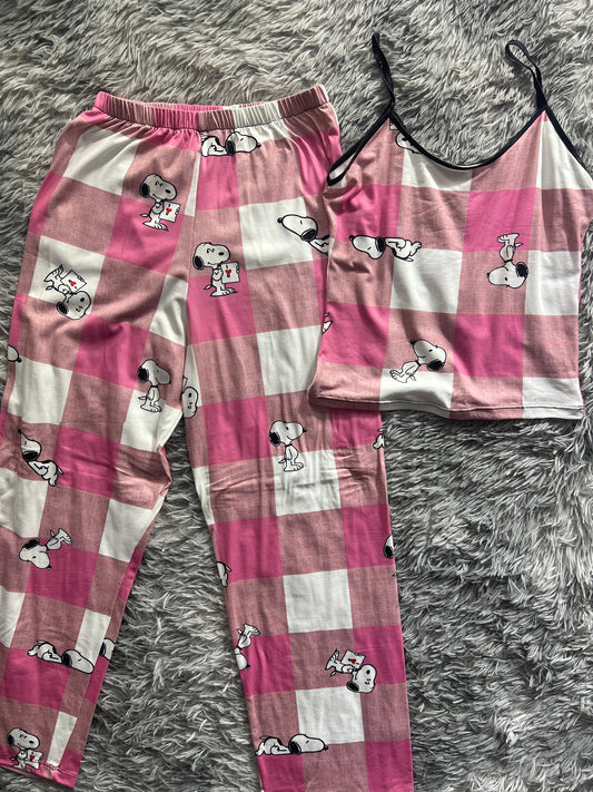 Snoopy Plaid Pink Women's Pajama Set - Fundies