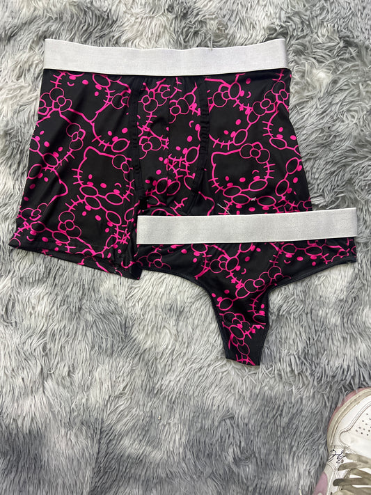 Hello kitty pink black Background web matching underwear