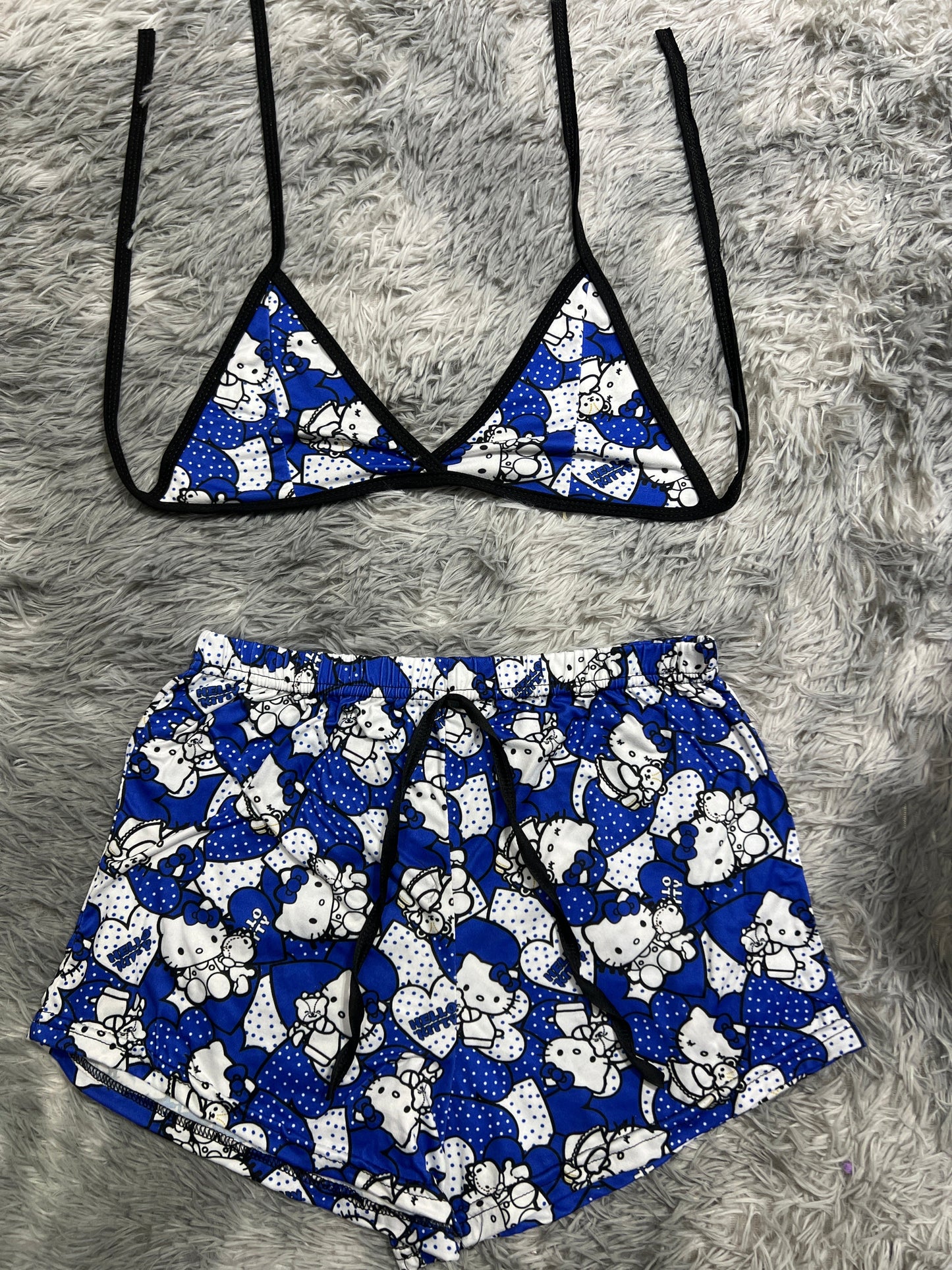 Hello Kitty Blue With Dots Brush Matching Top & Short - Fundies