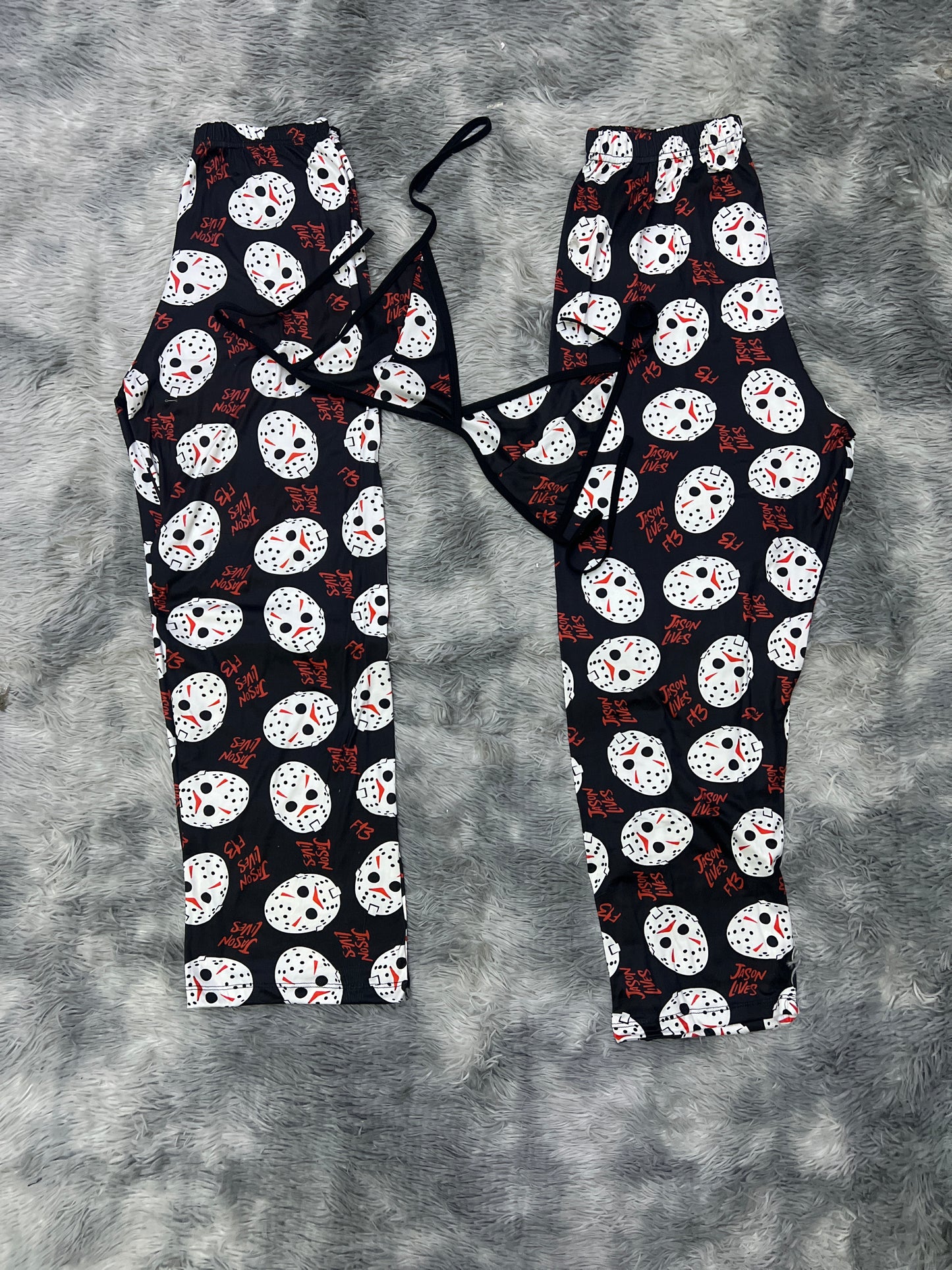 Jasen live f13 black background Halloween Plush pajama duo