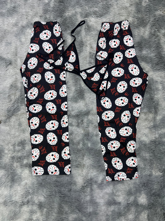 Jasen live f13 black background Halloween Plush pajama duo