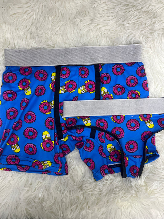 Homer donuts blue matching couples underwear