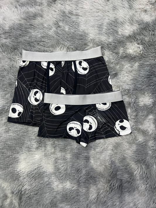 Jack cobwebs black background matching couples boxer underwear Halloween