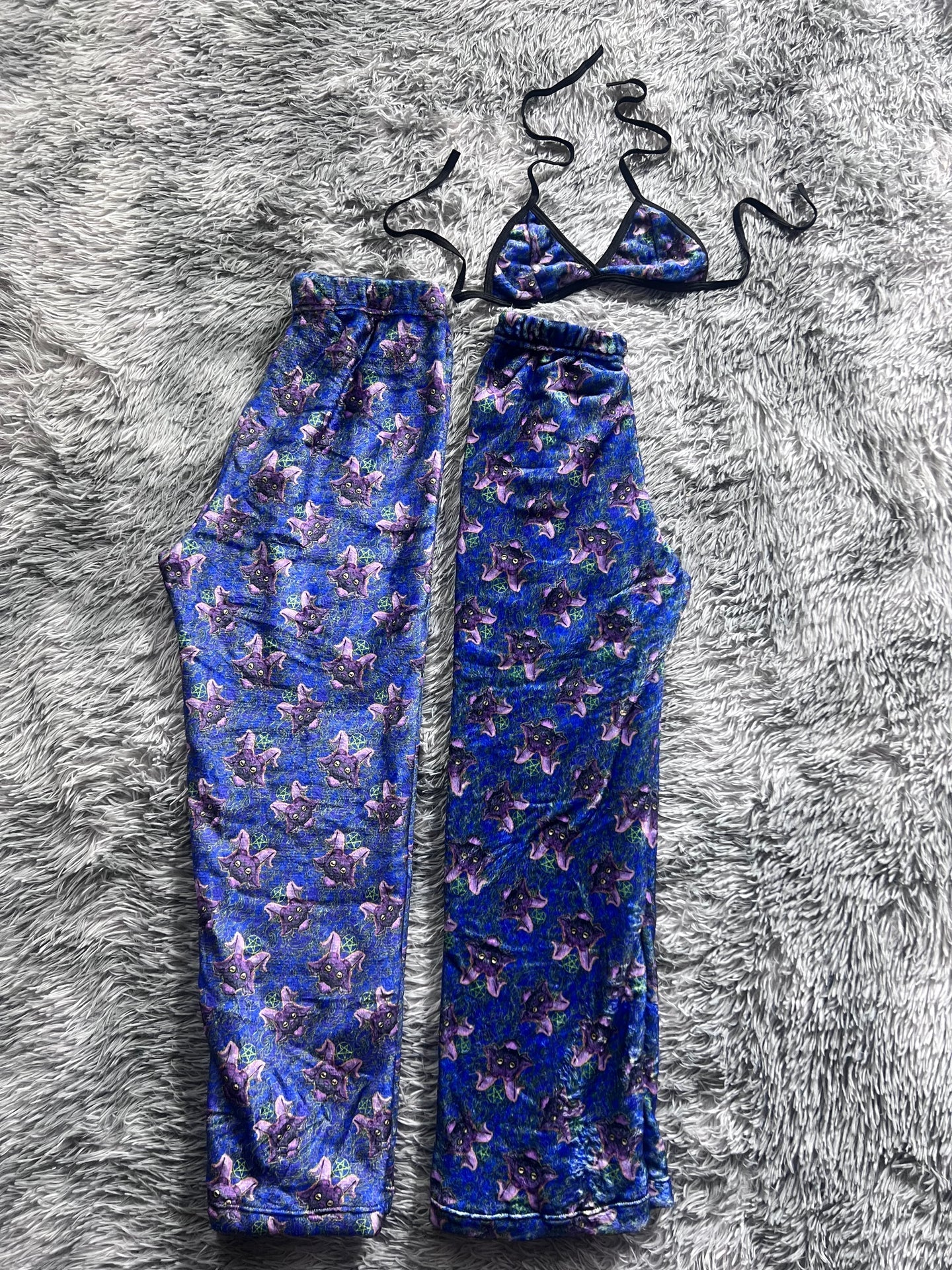 Goat Morada With Background Blue Matching Plushie PJs - Fundies