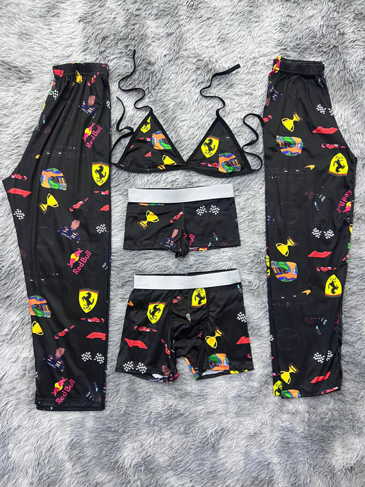 Formula 1 Background Black 5 Piece PJ - Fundies