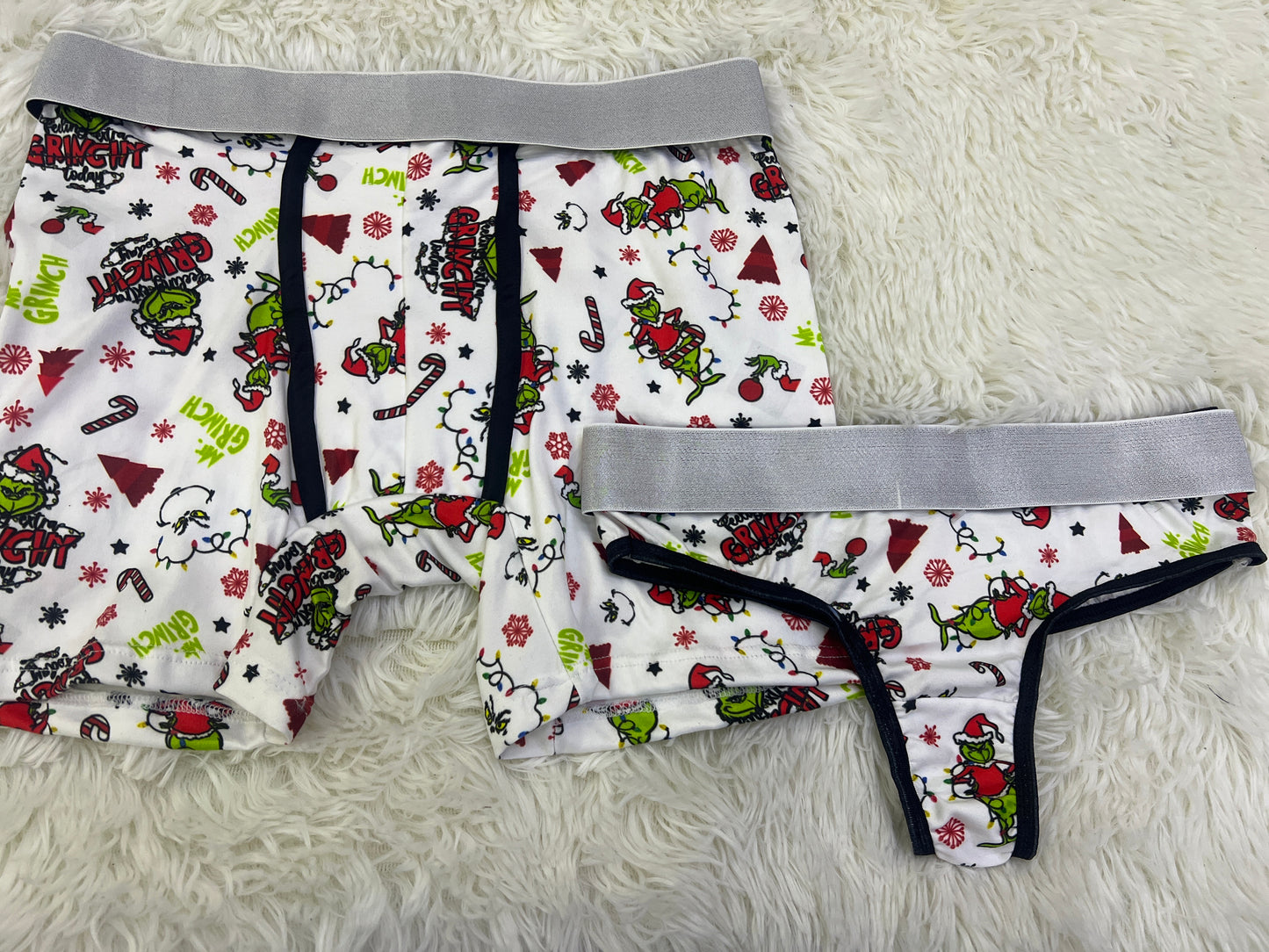 White grinch matching couples underwear christmas