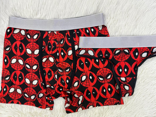 Spiderman and deadpool matching couples underwear XL