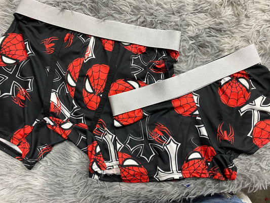 Spider-Man Cross Background Black Matching Boxers - Fundies