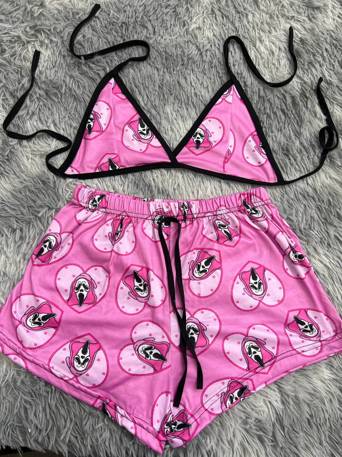 Scream Background Pink Matching Top & Short