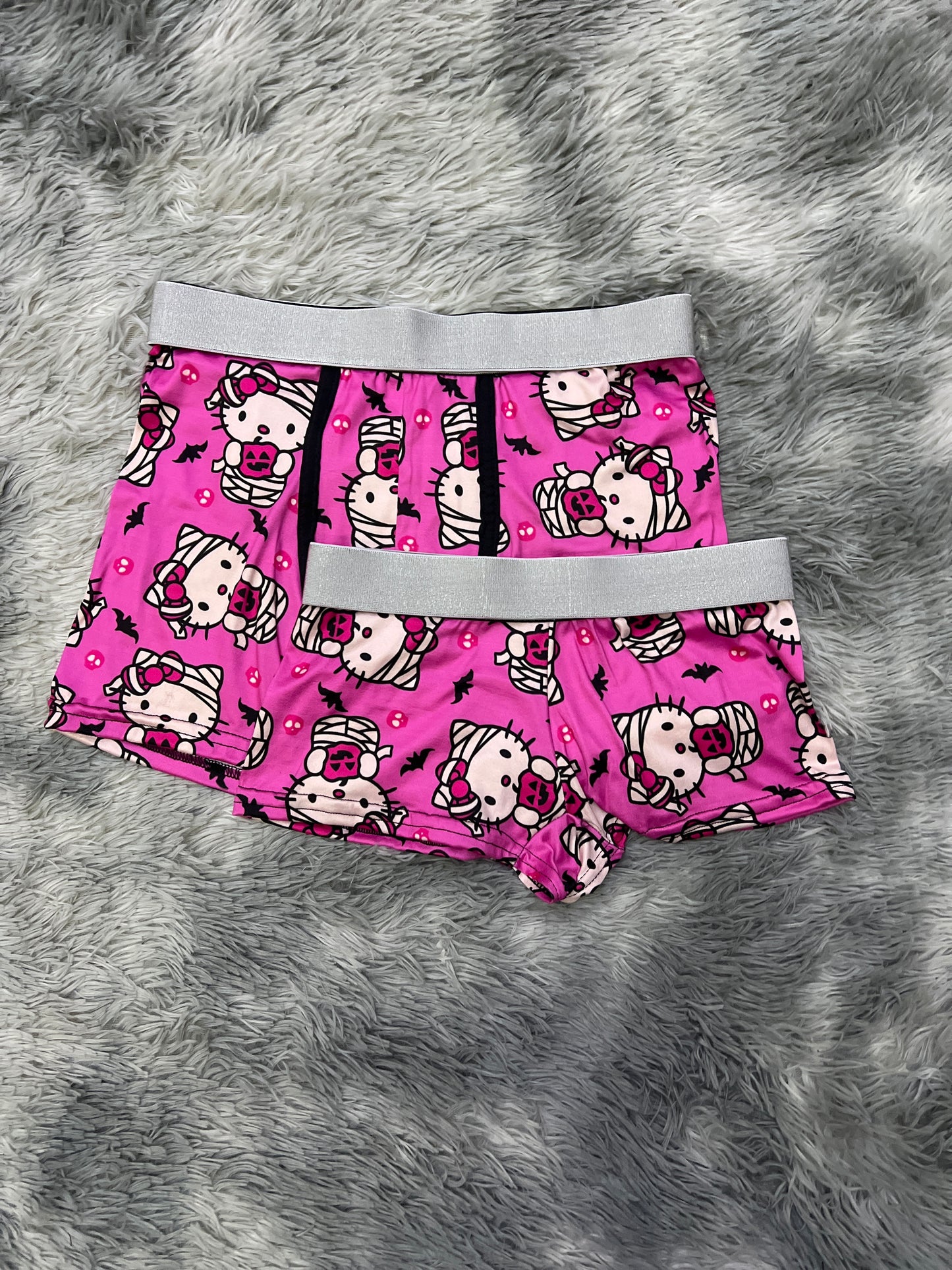 Kitty Mummy pink background matching couples boxer underwear Halloween